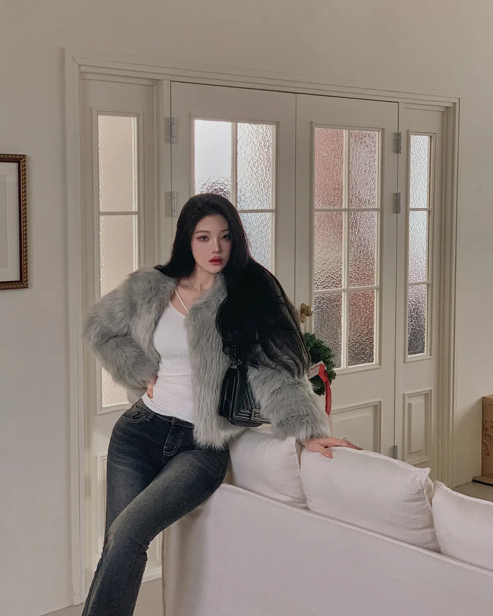 긴팔 티셔츠 모델 착용 이미지-S1L43