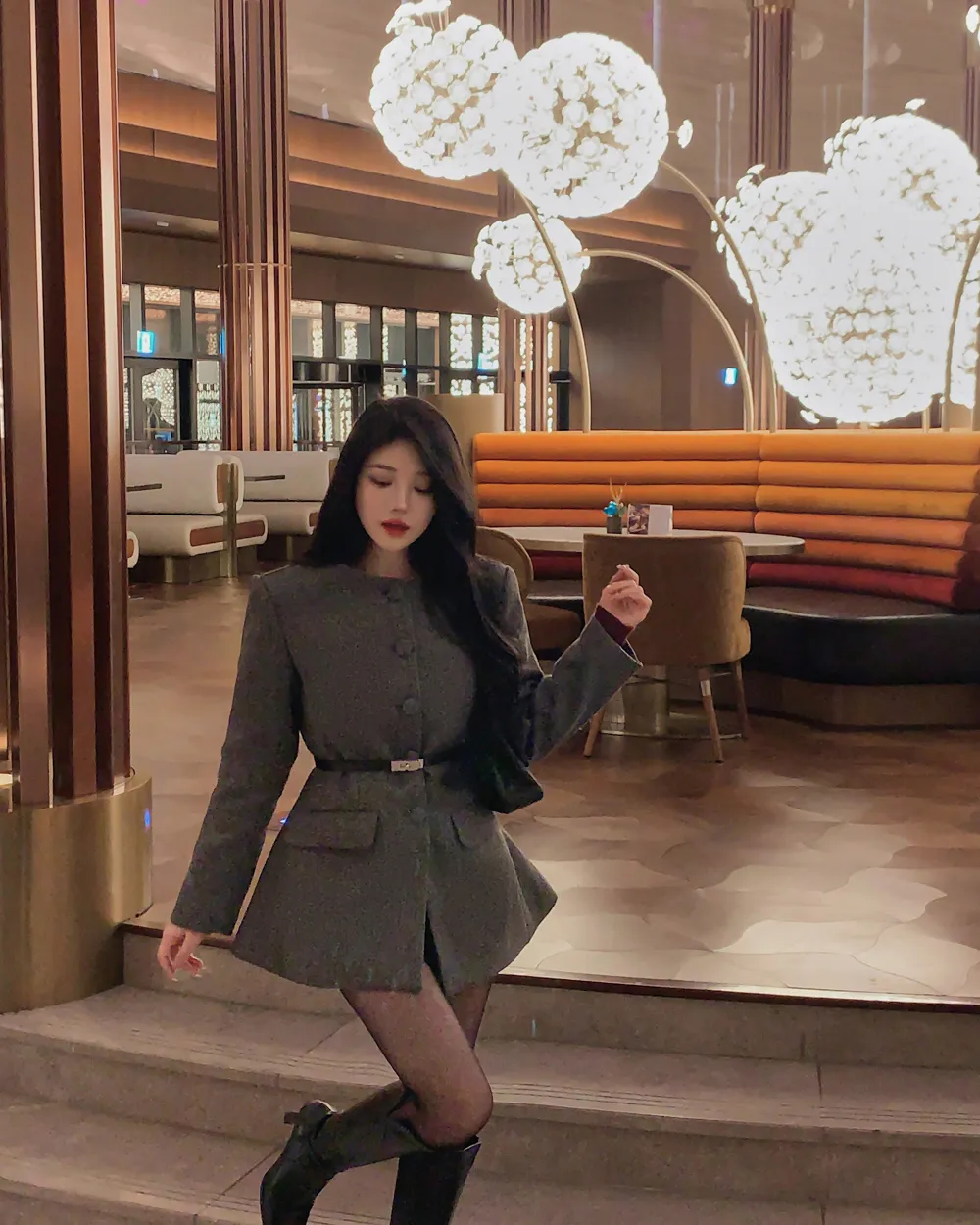 미니 스커트 모델 착용 이미지-S1L101