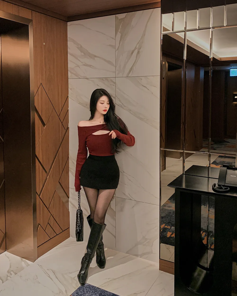 미니 스커트 모델 착용 이미지-S1L92