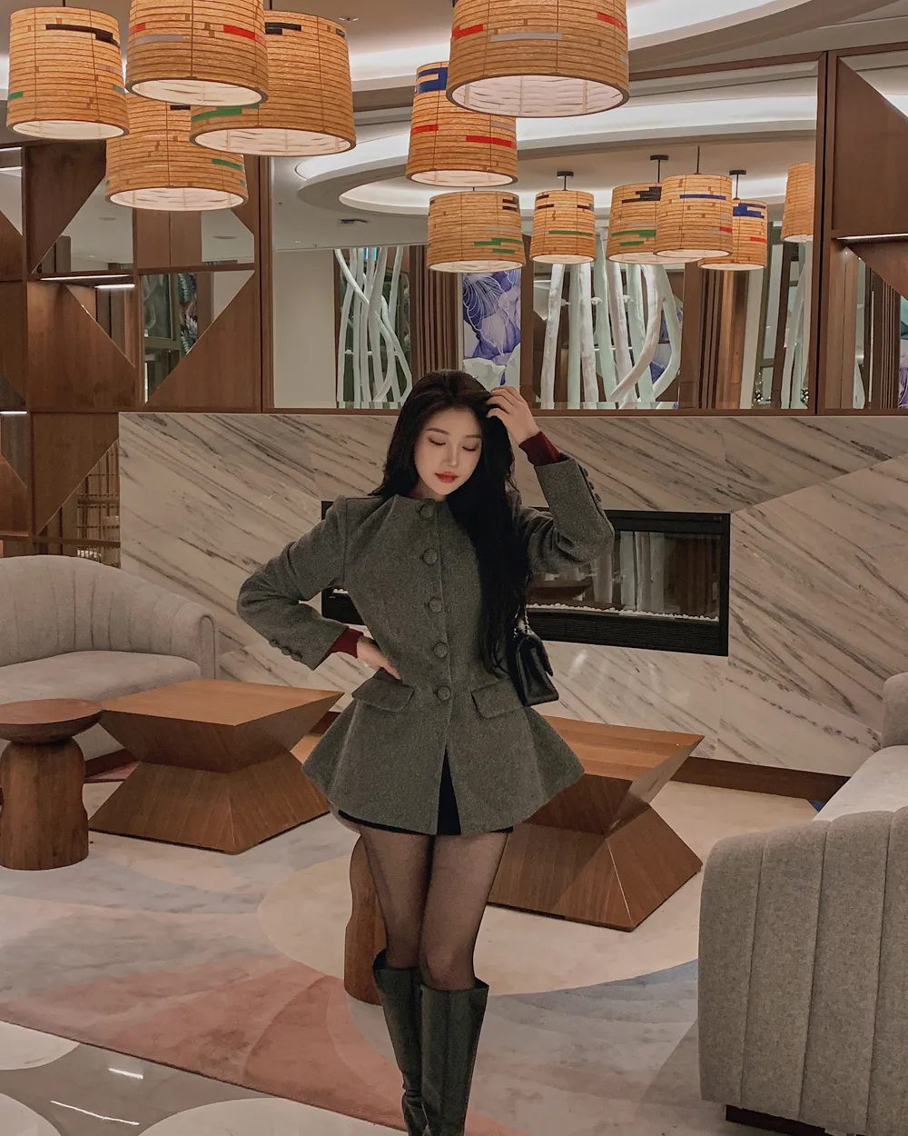 미니 스커트 모델 착용 이미지-S1L115