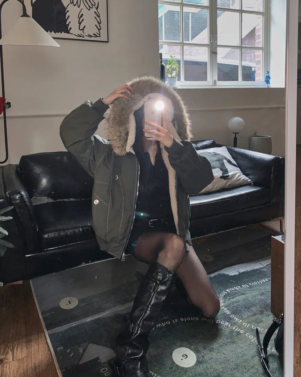 긴팔 티셔츠 모델 착용 이미지-S1L74