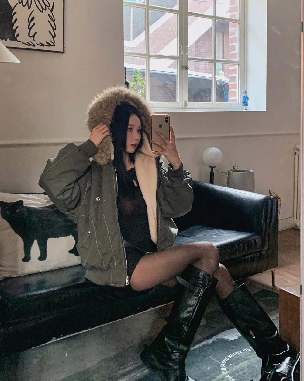 긴팔 티셔츠 모델 착용 이미지-S1L78