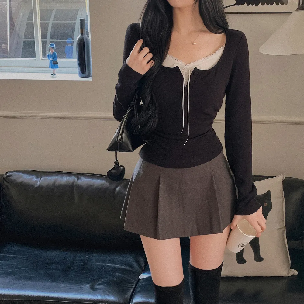 긴팔 티셔츠 모델 착용 이미지-S1L54