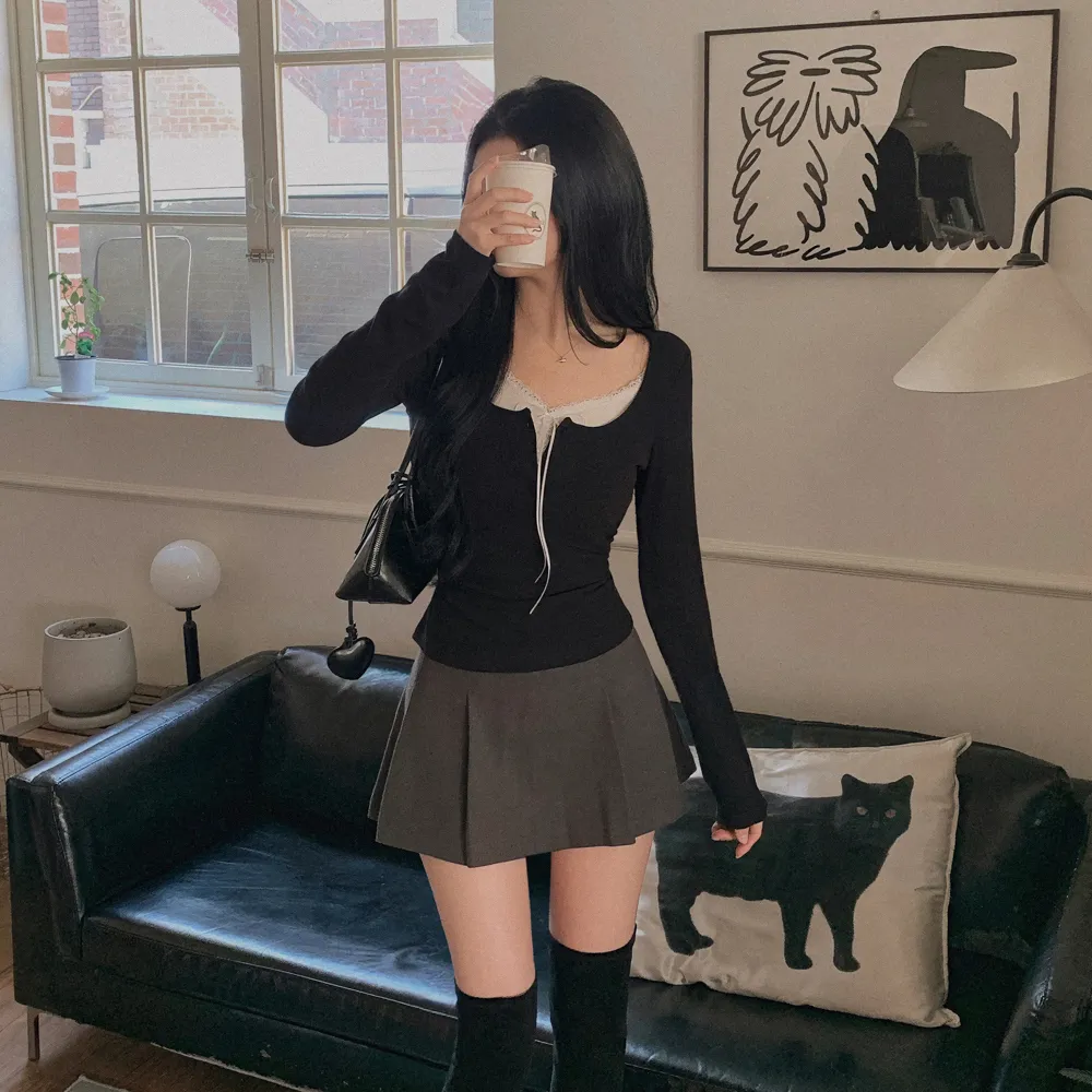 긴팔 티셔츠 모델 착용 이미지-S1L55