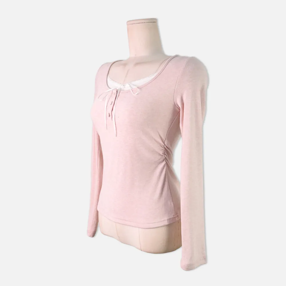 긴팔 티셔츠 베이비핑크 색상 이미지-S1L30