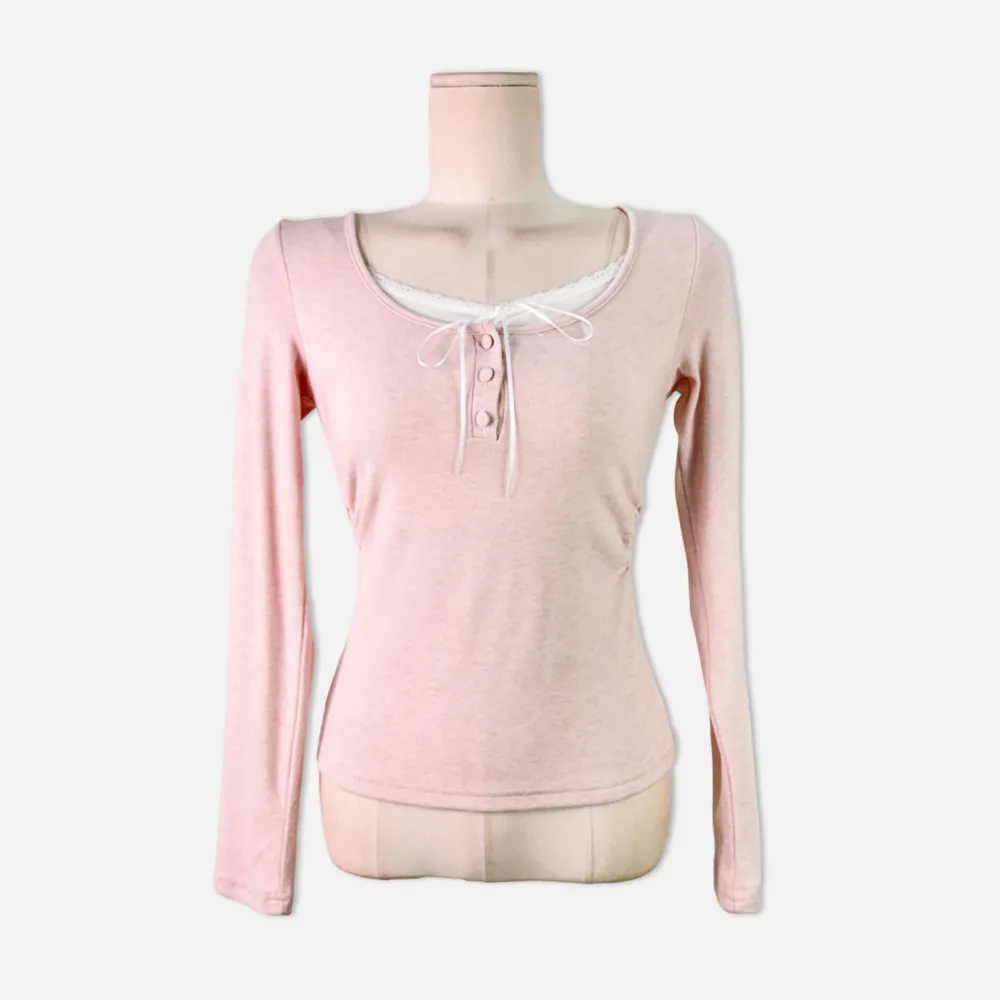 긴팔 티셔츠 베이비핑크 색상 이미지-S1L21