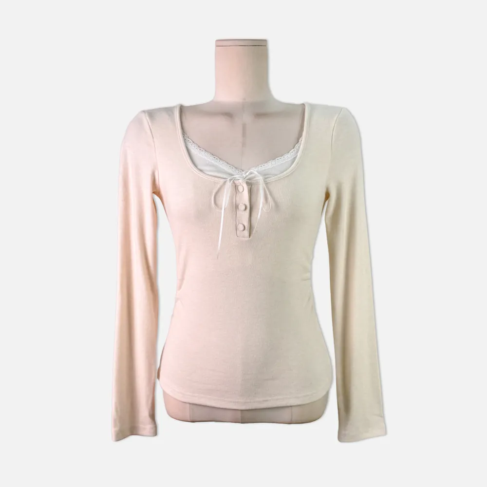 긴팔 티셔츠 크림 색상 이미지-S1L19