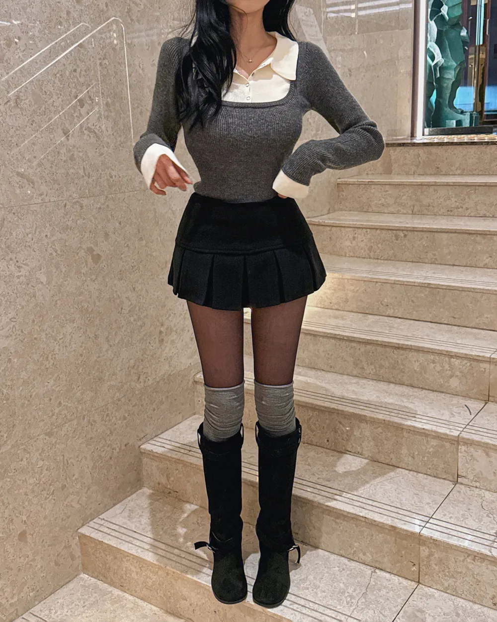 미니 스커트 모델 착용 이미지-S1L31