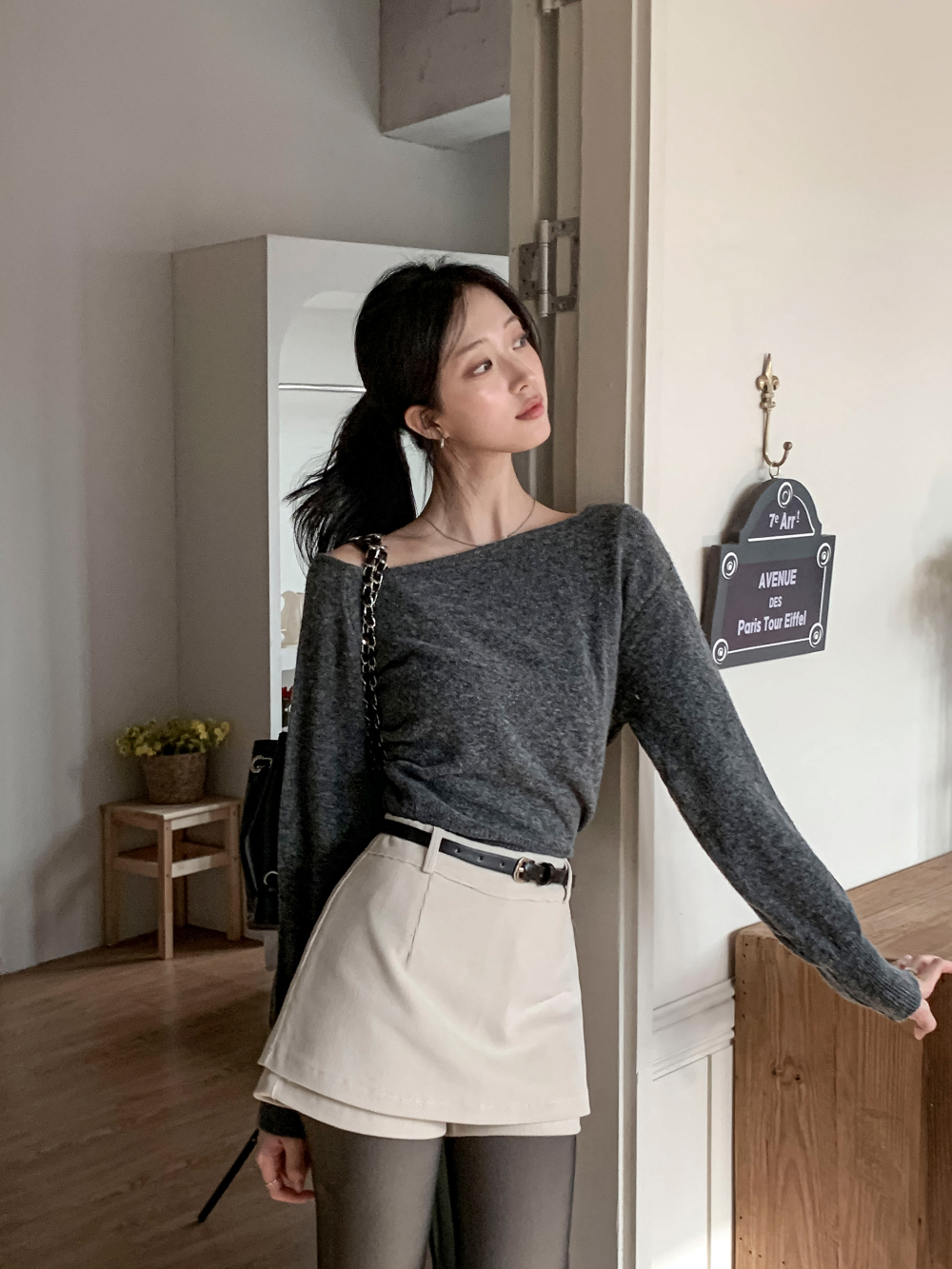 美品パラスパレス 金蘭のニット ドロップショルダー ワンショルダークロップドアンバランスニット | レディース