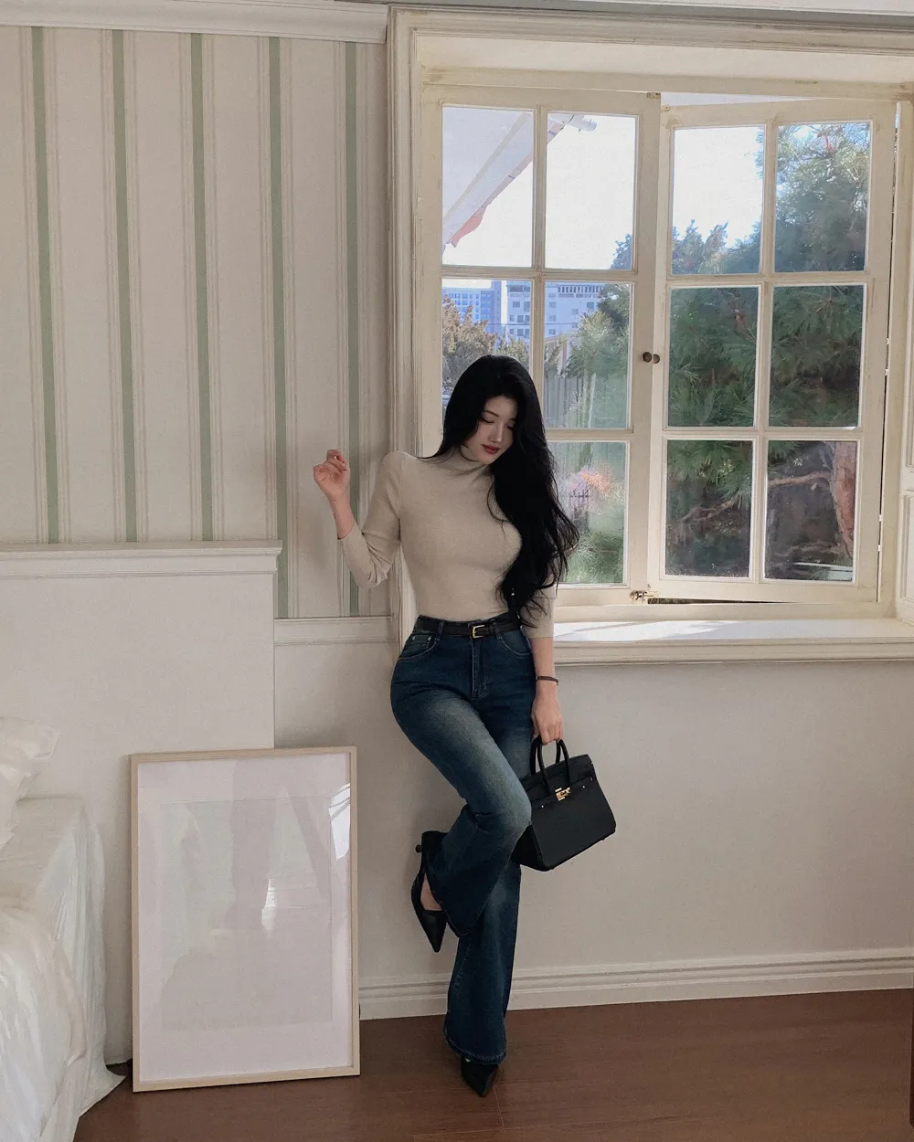 코트 모델 착용 이미지-S1L105