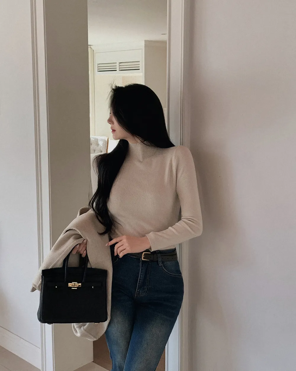 코트 모델 착용 이미지-S1L115