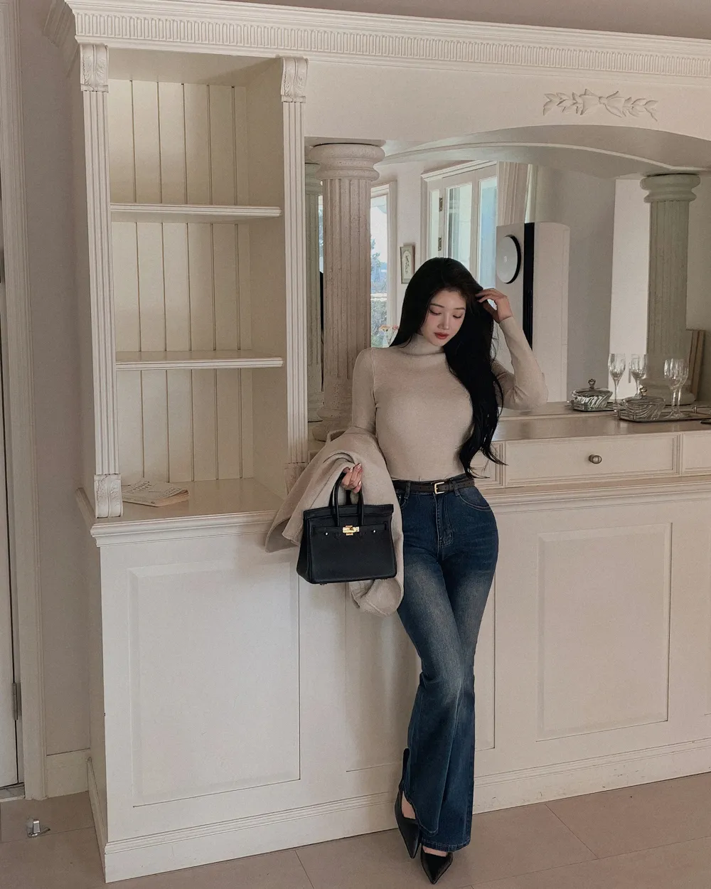 코트 모델 착용 이미지-S1L114