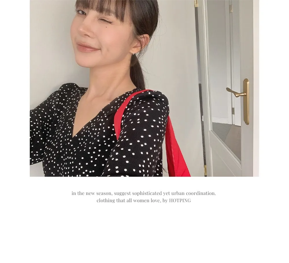 레블린_긴팔 도트롱원피스