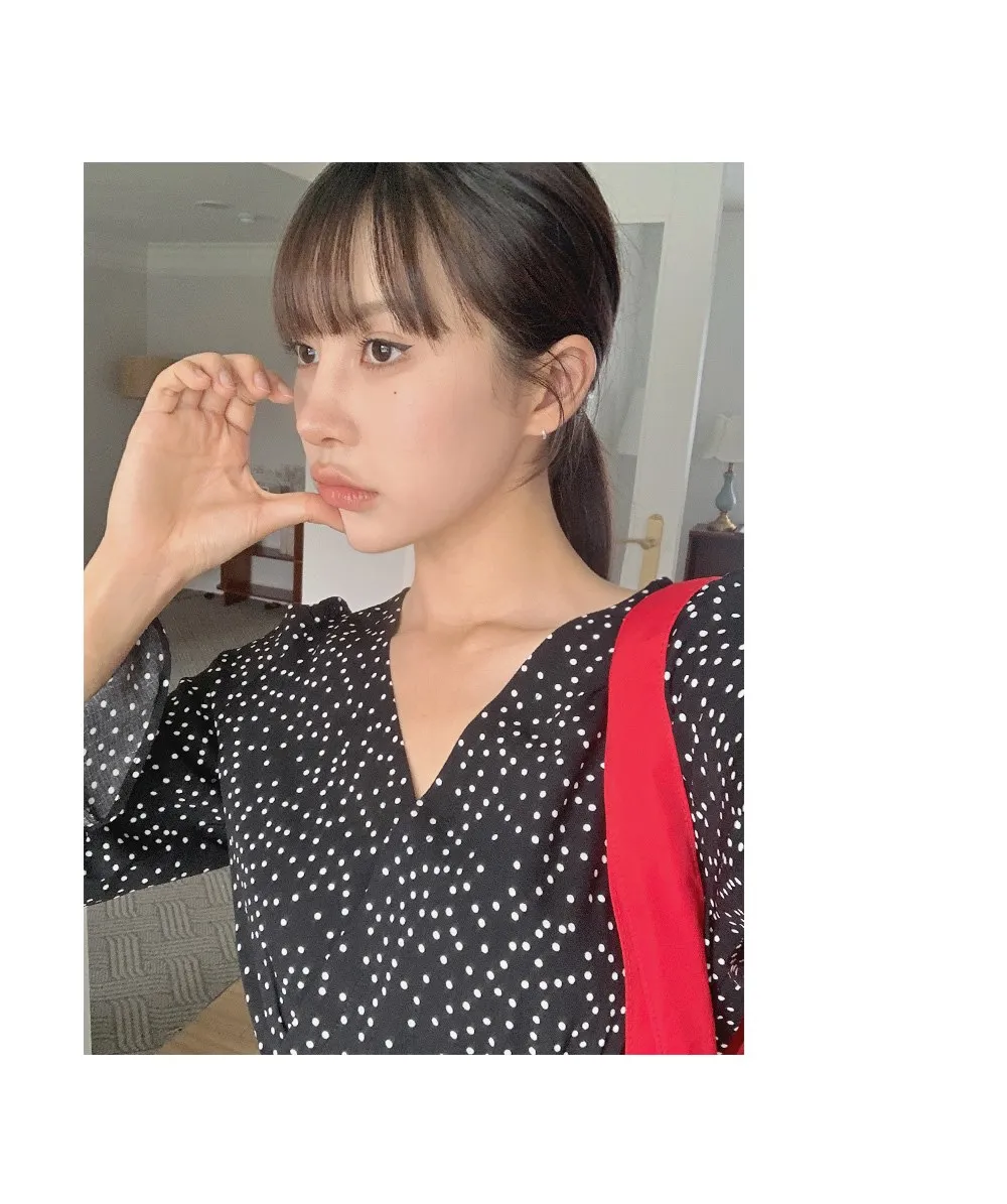 레블린_긴팔 도트롱원피스