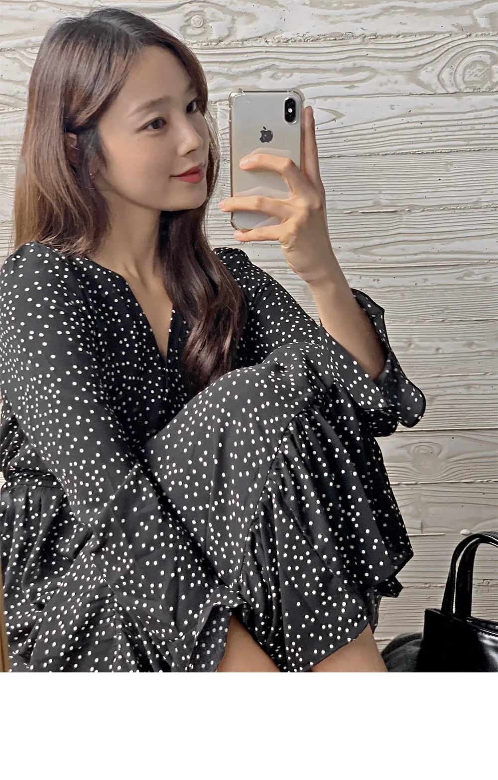 레블린_긴팔 도트롱원피스