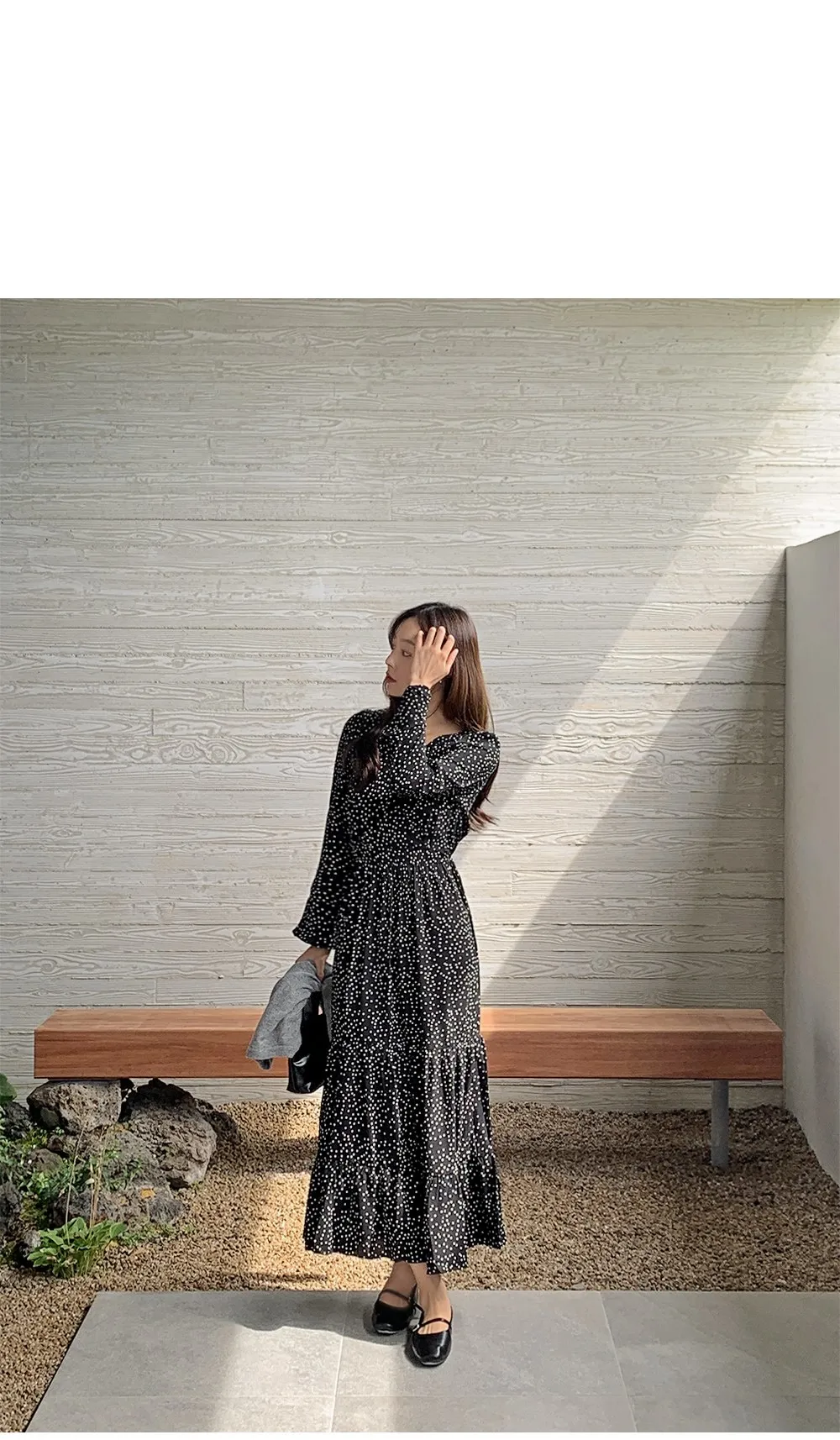 레블린_긴팔 도트롱원피스