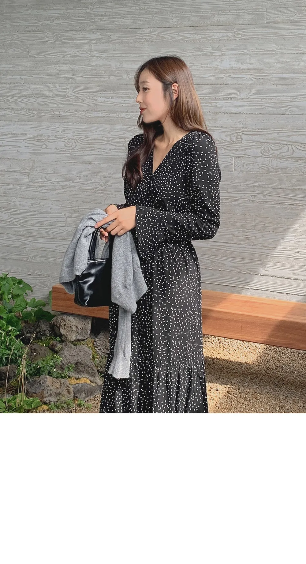 레블린_긴팔 도트롱원피스