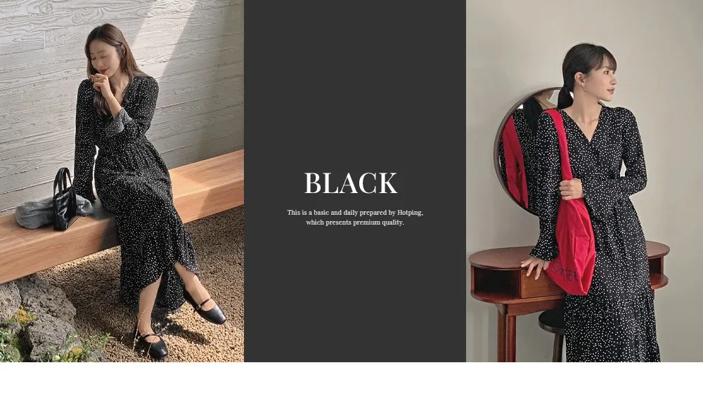 레블린_긴팔 도트롱원피스