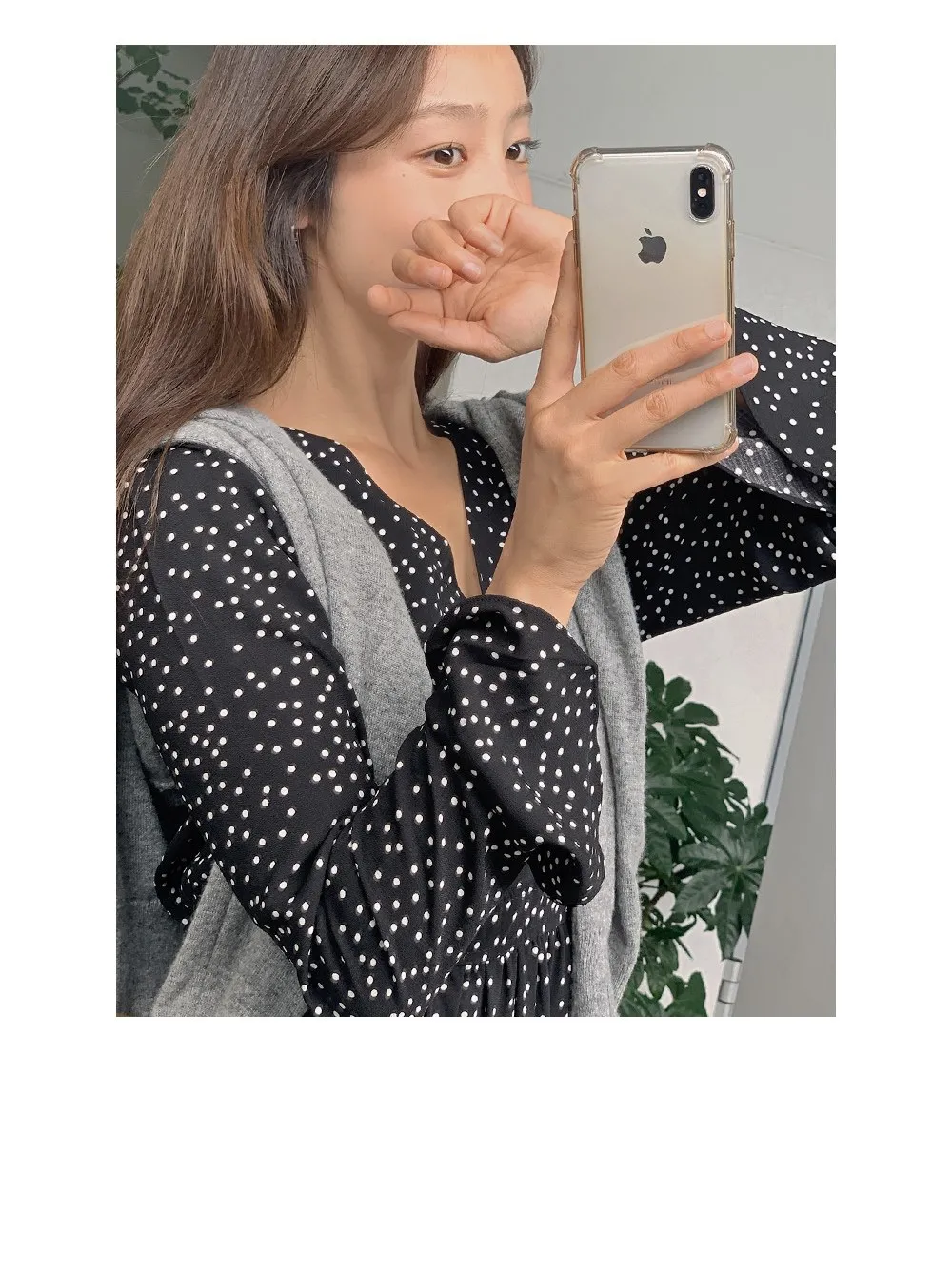 레블린_긴팔 도트롱원피스