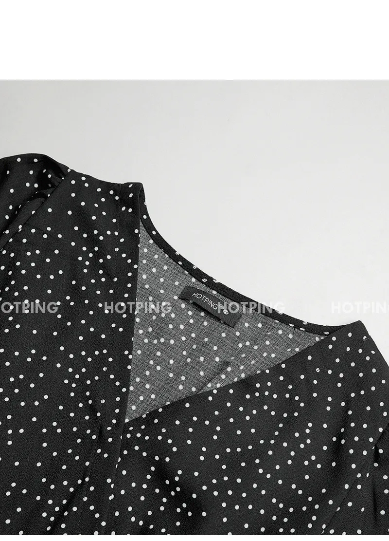ドットパターンマキシ丈ラップワンピース