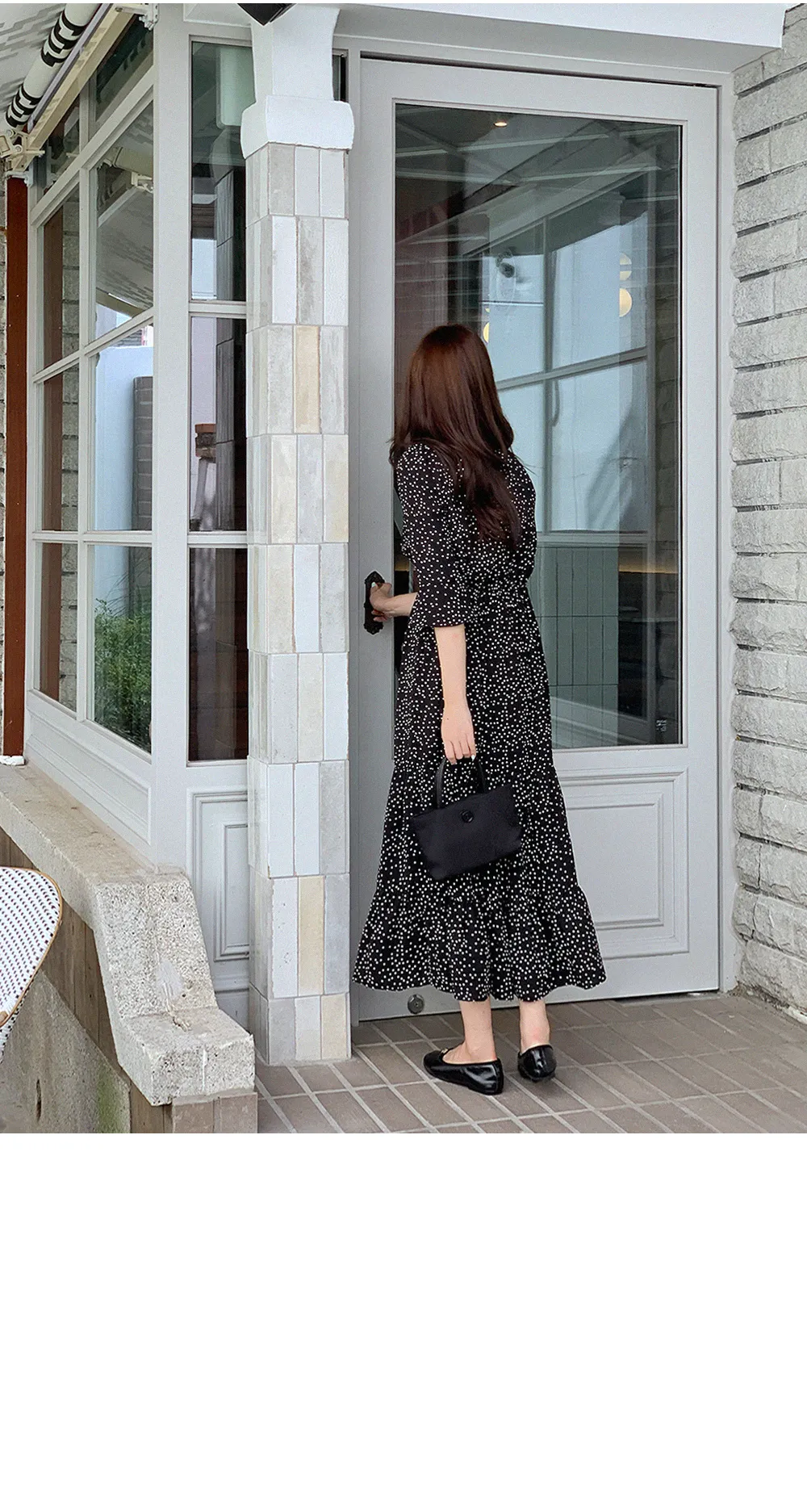 ドットパターンマキシ丈ラップワンピース