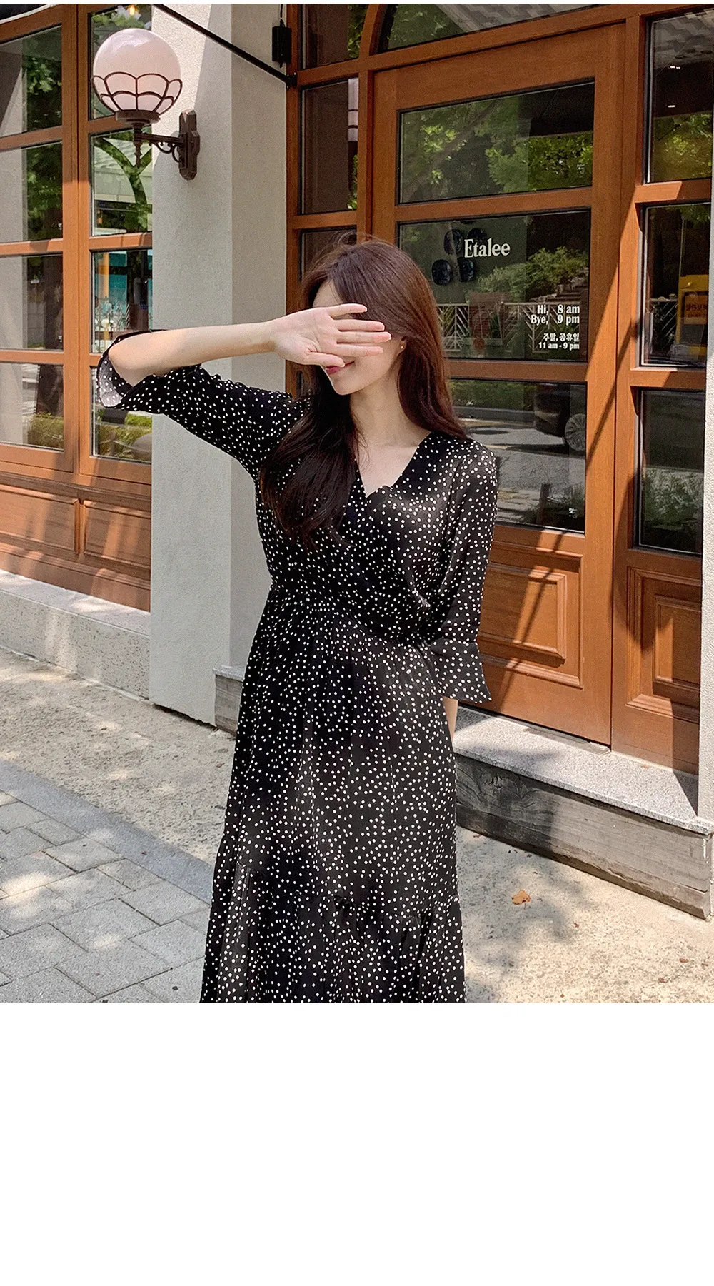 ドットパターンマキシ丈ラップワンピース