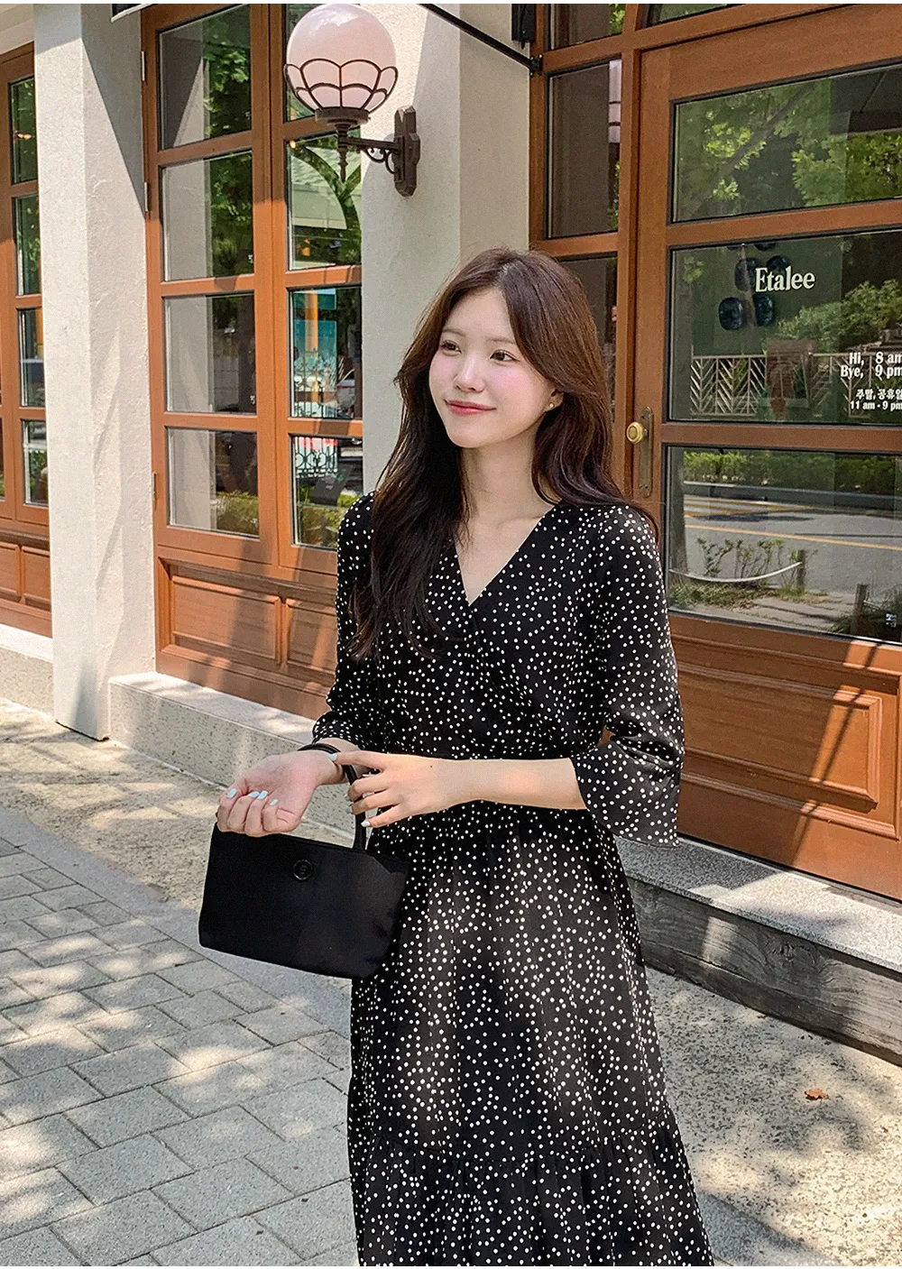 ドットパターンマキシ丈ラップワンピース