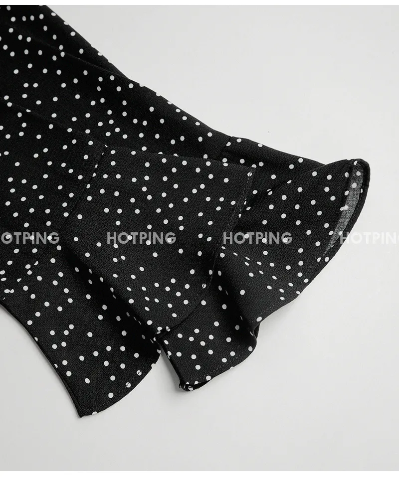 ドットパターンマキシ丈ラップワンピース