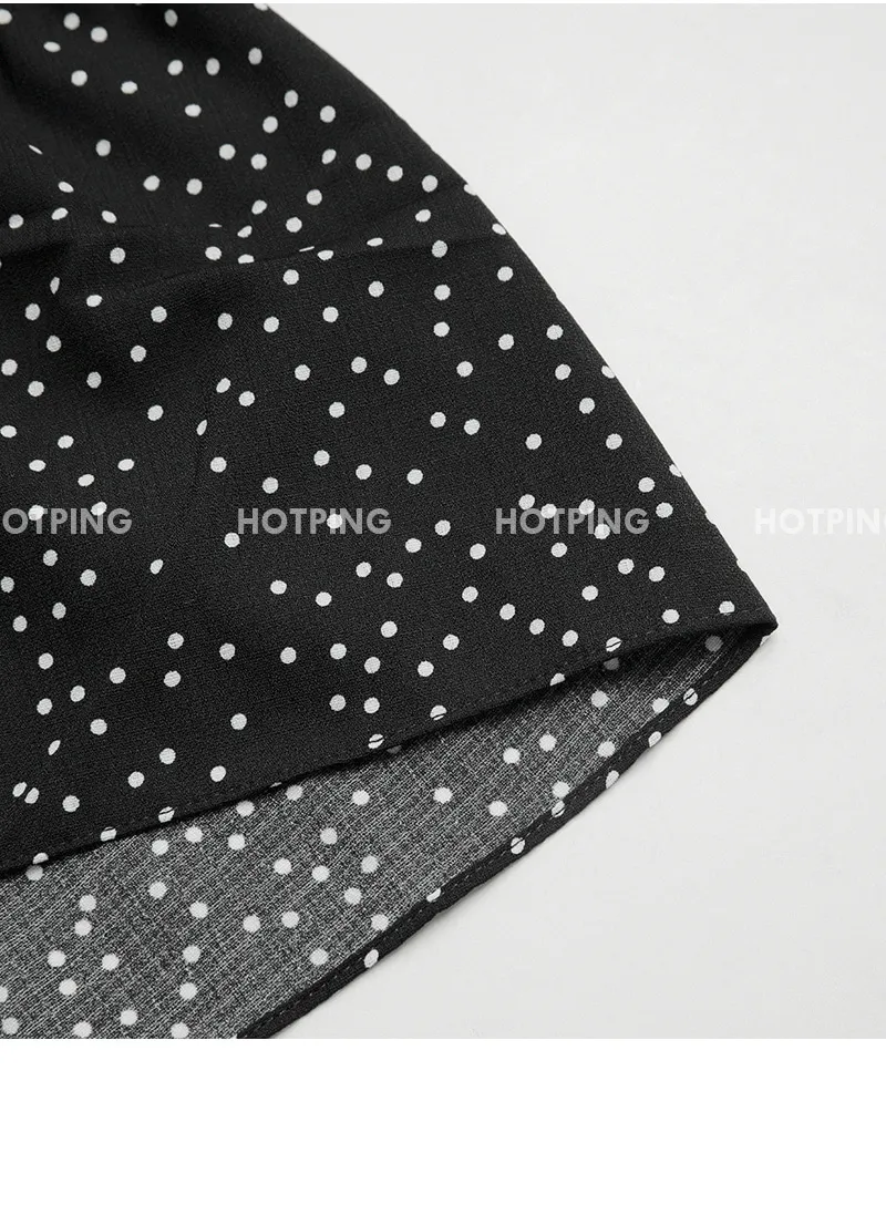 ドットパターンマキシ丈ラップワンピース