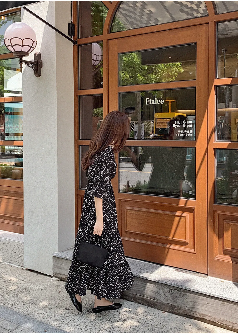 ドットパターンマキシ丈ラップワンピース