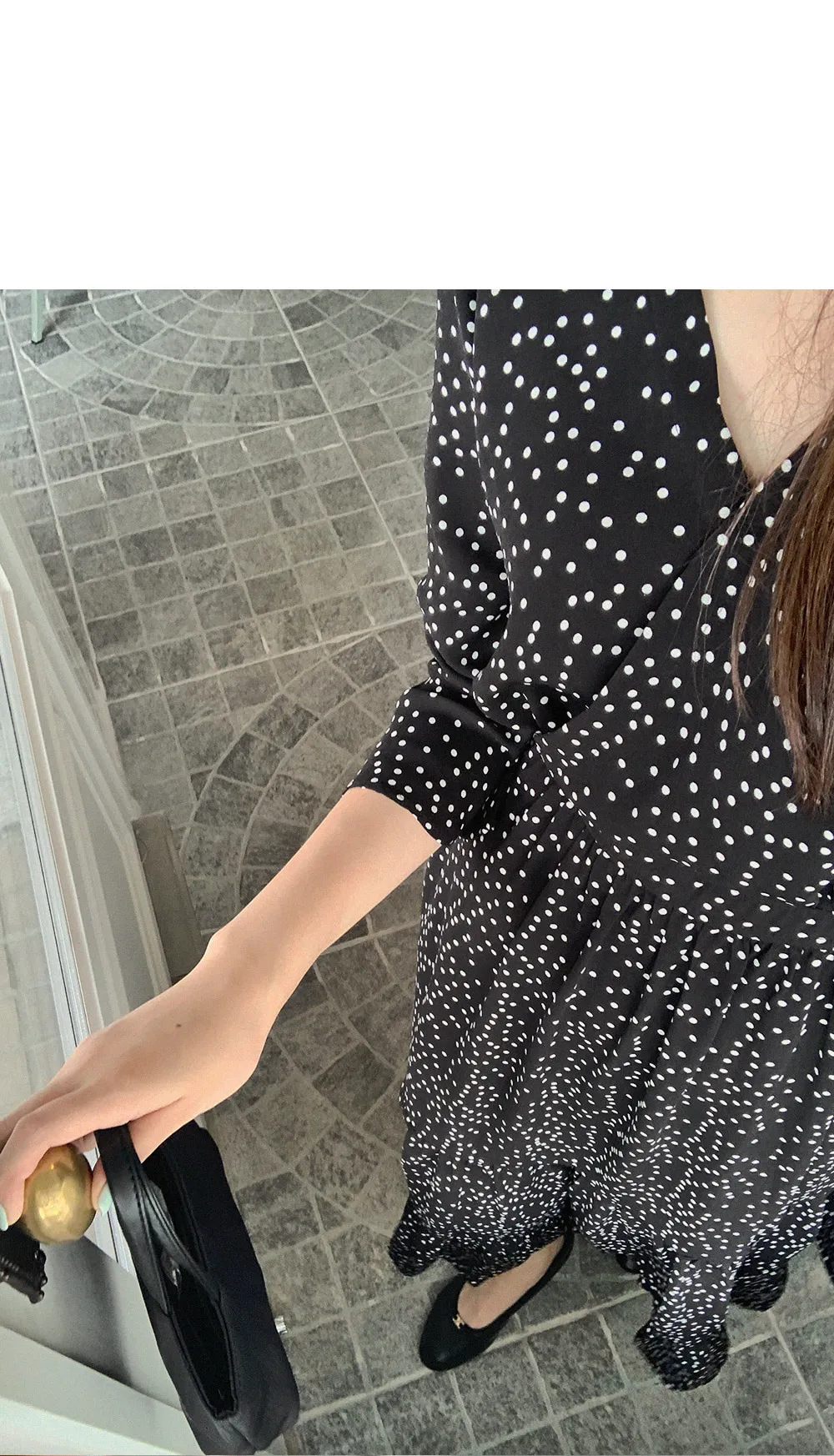 ドットパターンマキシ丈ラップワンピース