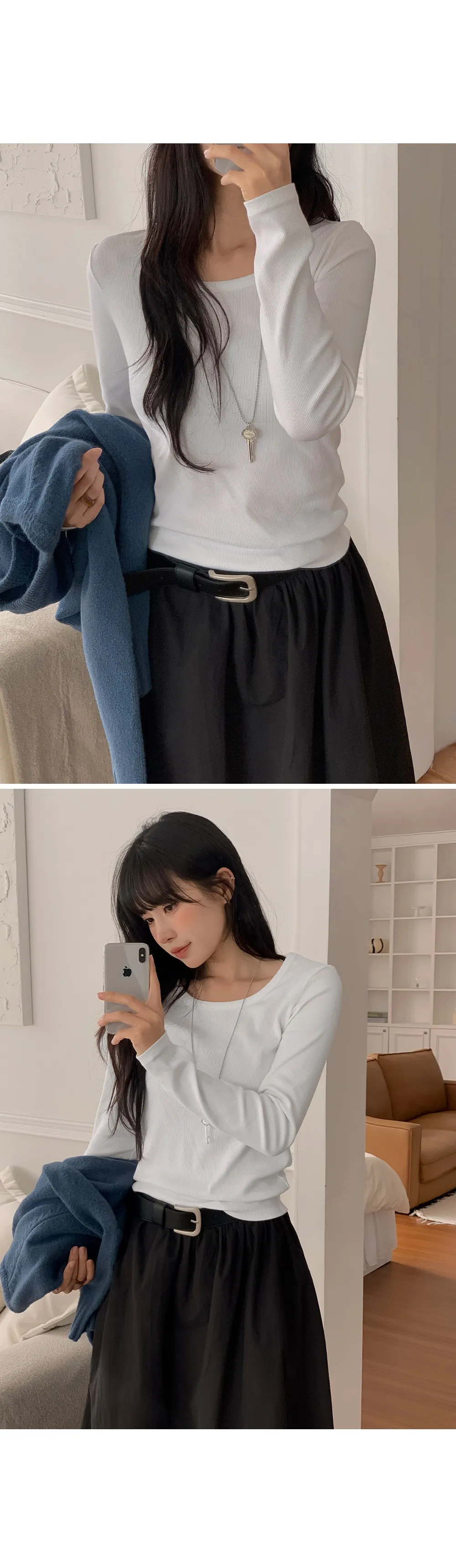 이지골지_유넥 골지 긴팔티셔츠