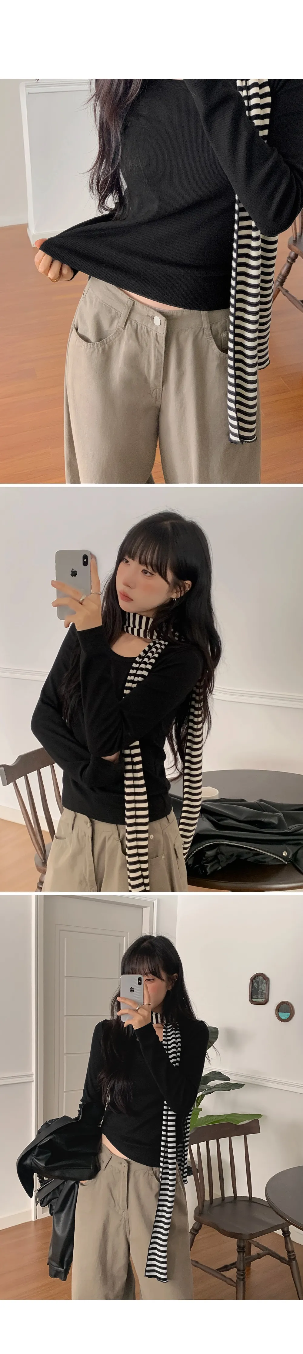 이지골지_유넥 골지 긴팔티셔츠