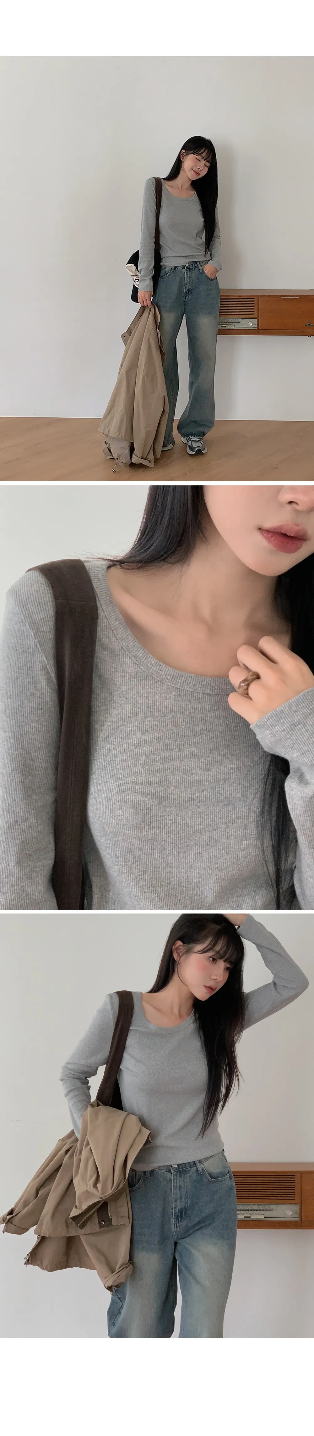 이지골지_유넥 골지 긴팔티셔츠