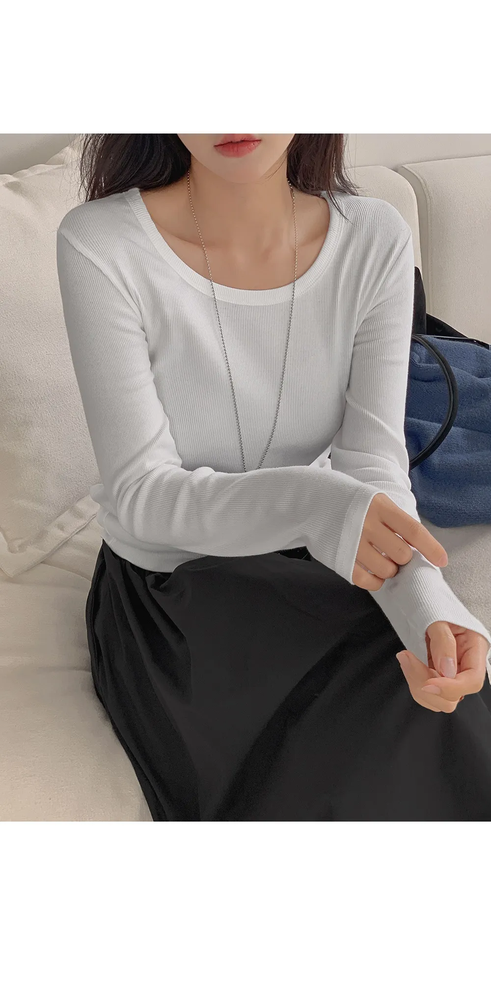 이지골지_유넥 골지 긴팔티셔츠