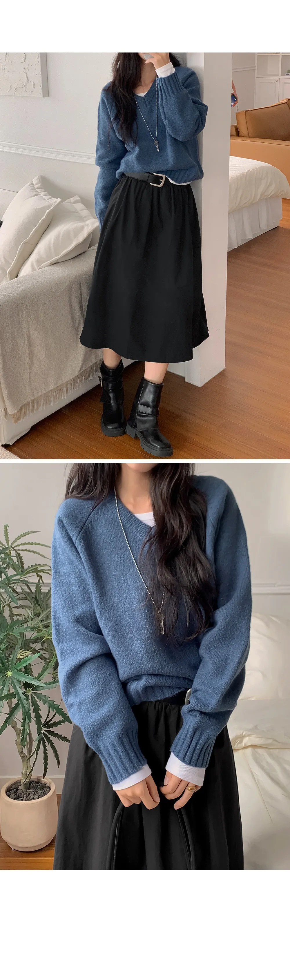 이지골지_유넥 골지 긴팔티셔츠