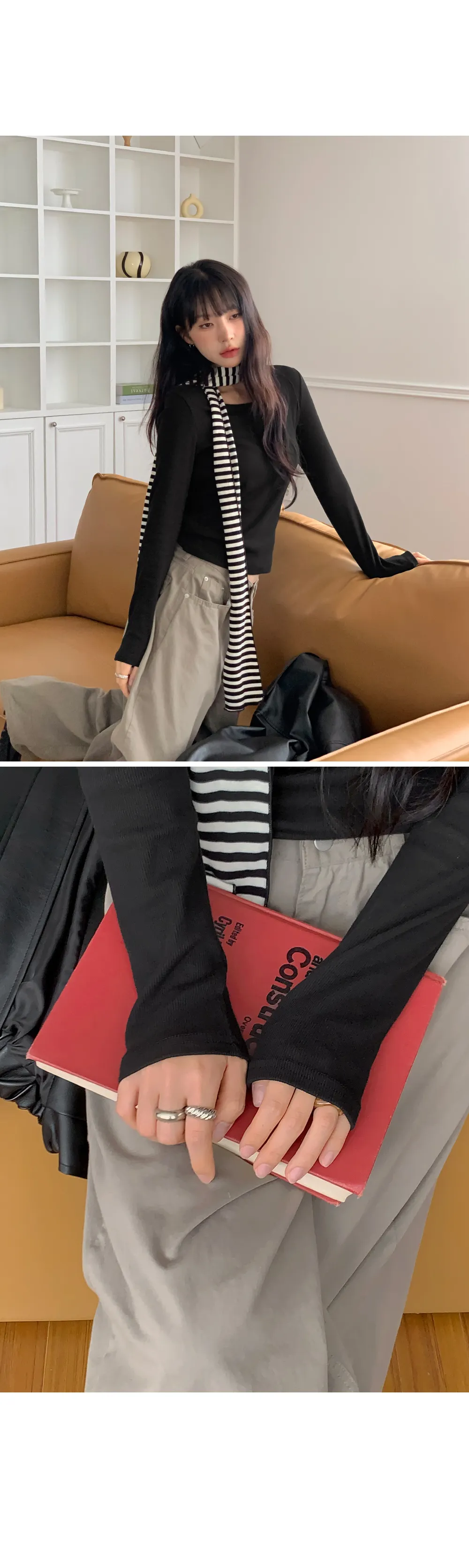 이지골지_유넥 골지 긴팔티셔츠