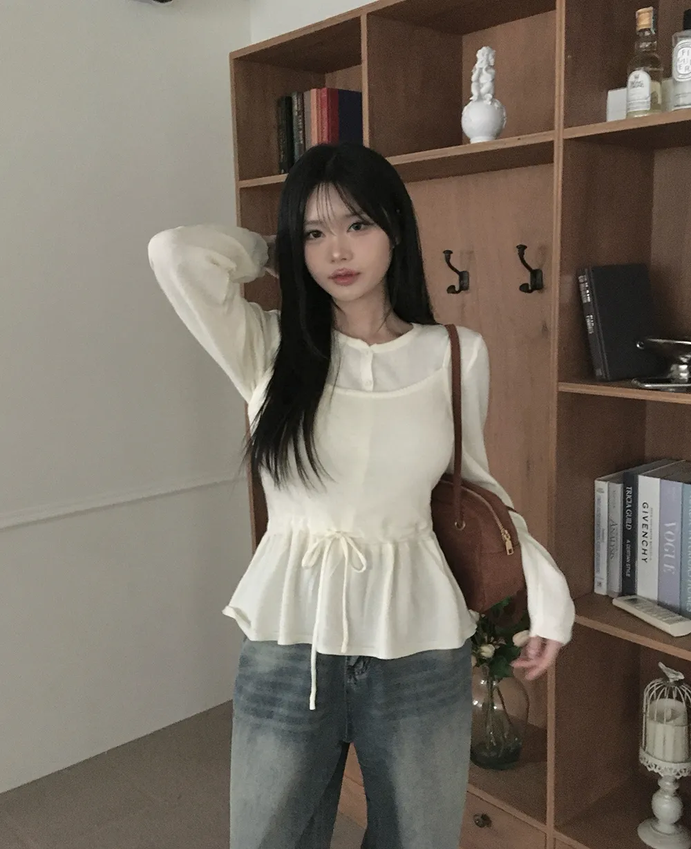 긴팔 티셔츠 모델 착용 이미지-S2L31