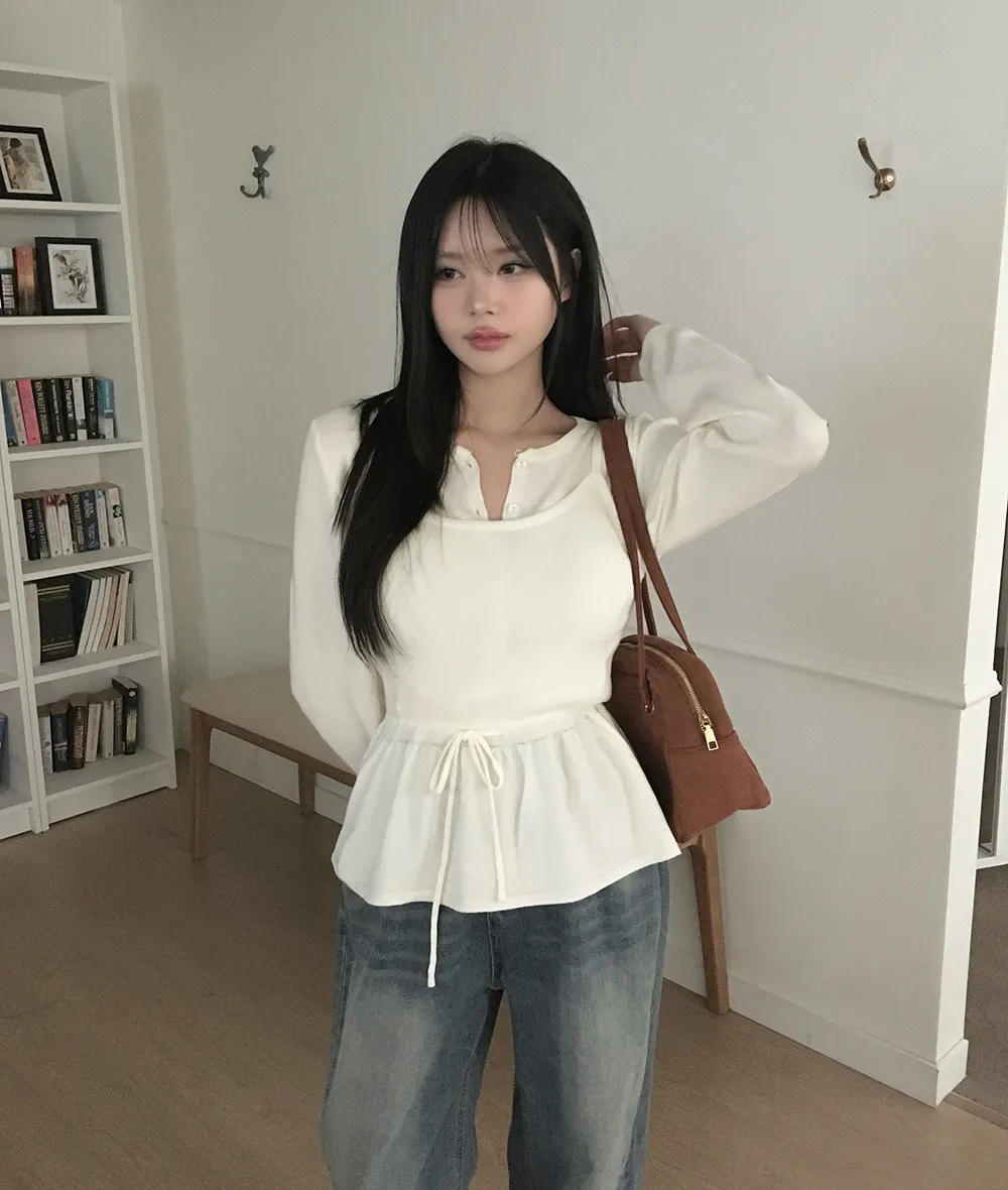 긴팔 티셔츠 모델 착용 이미지-S2L28