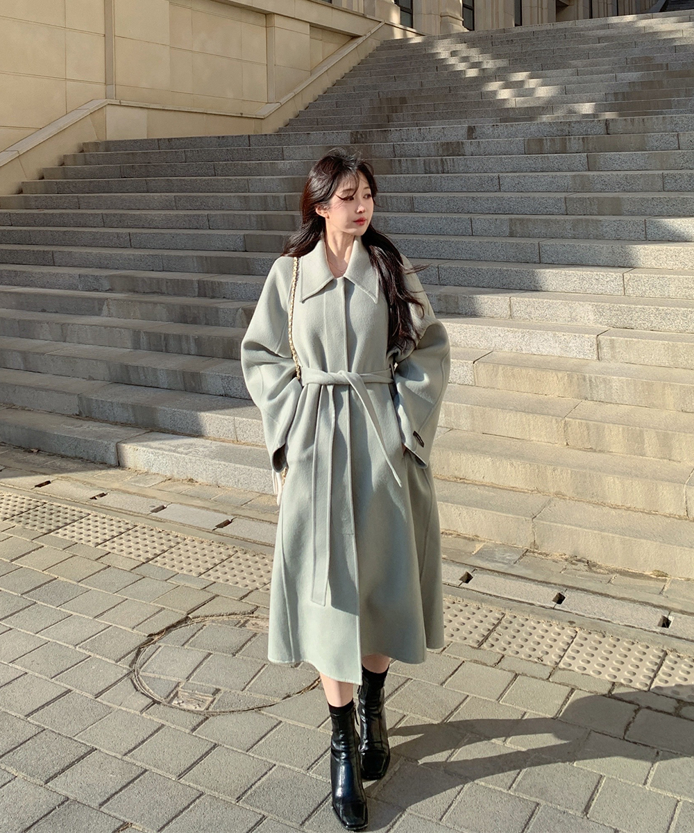 裏起毛スクエアネックスリットマーメイドHライン(ロング丈)ワンピース