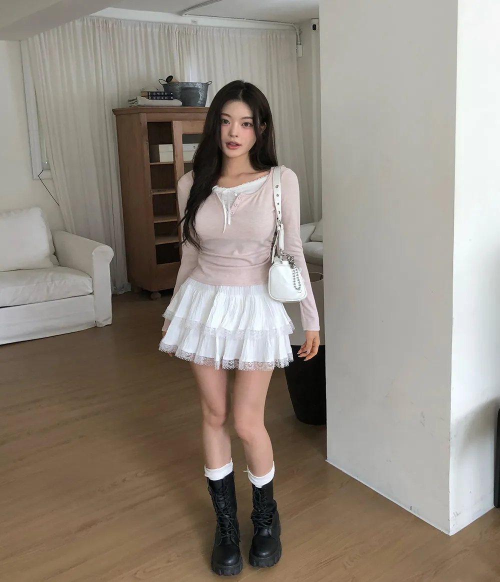 미니 스커트 모델 착용 이미지-S3L17