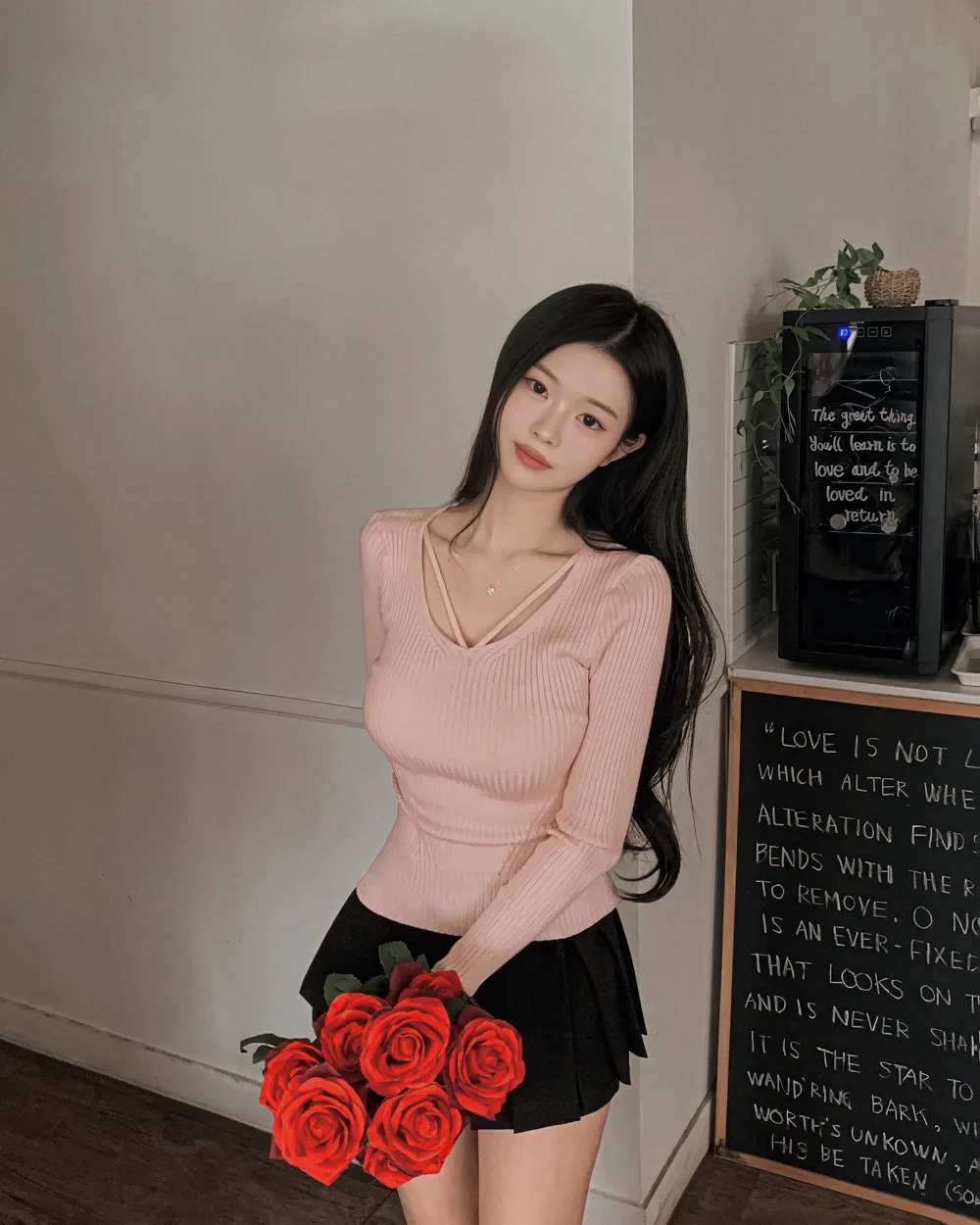 긴팔 티셔츠 모델 착용 이미지-S2L43