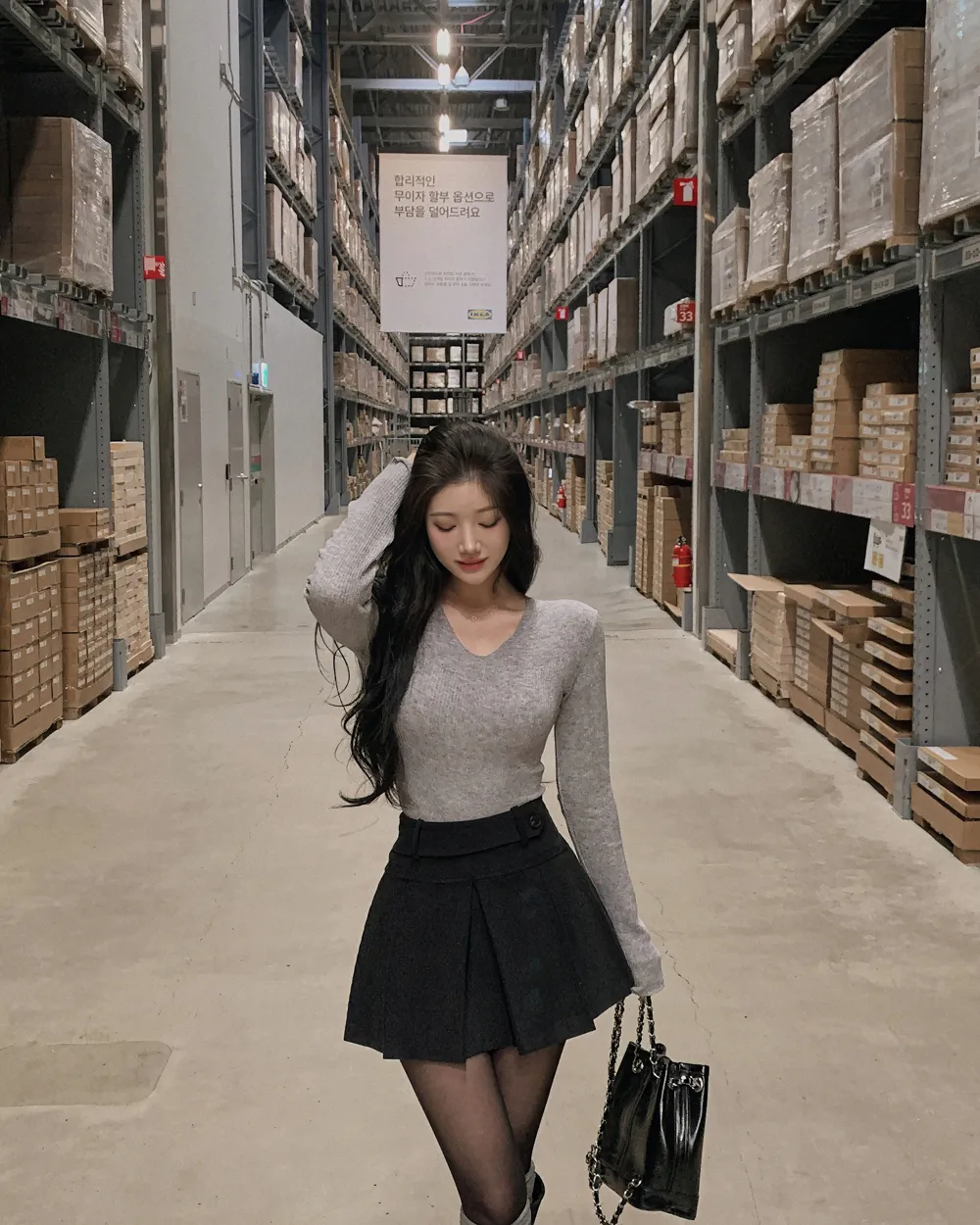 긴팔 티셔츠 모델 착용 이미지-S1L38