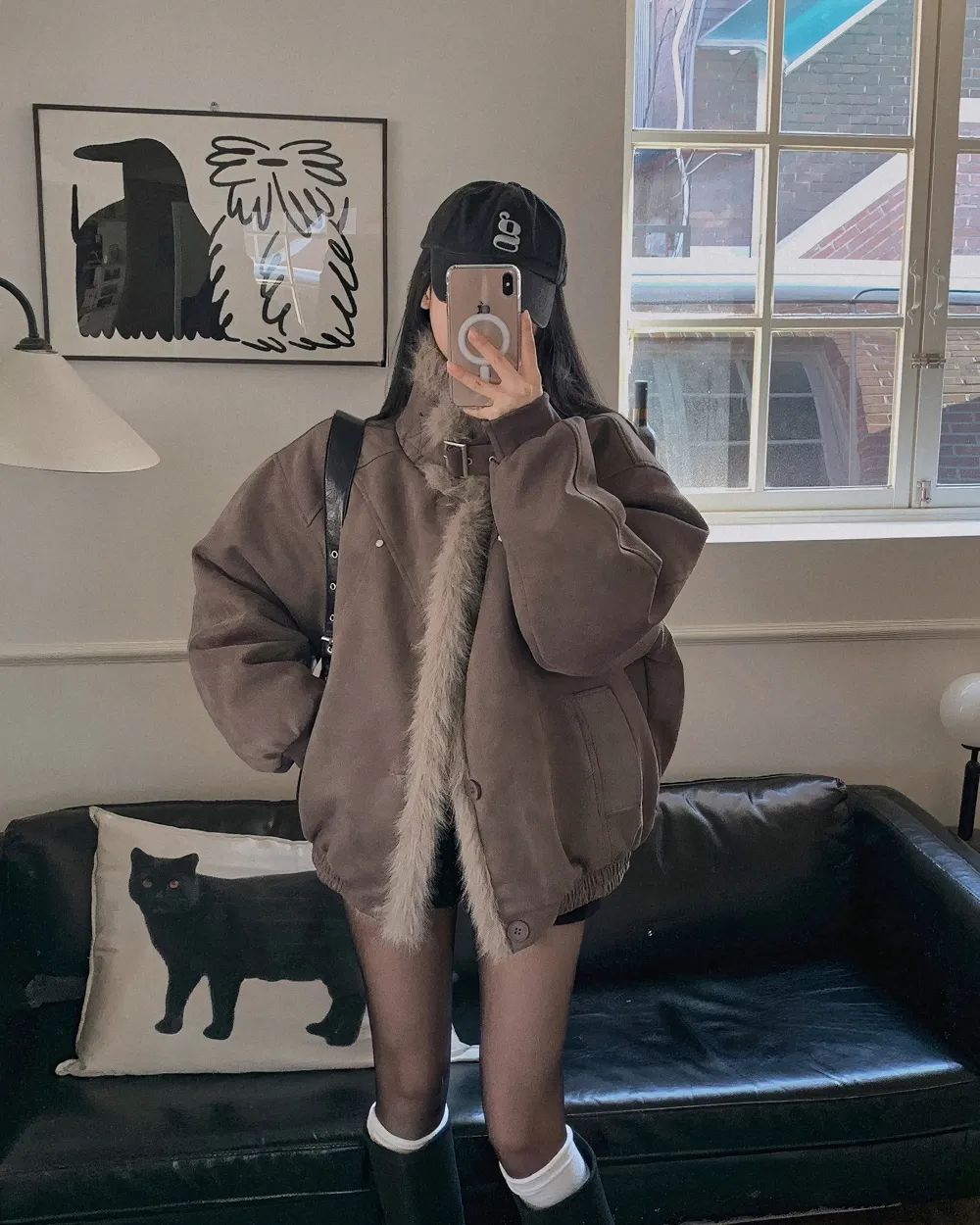 긴팔 티셔츠 모델 착용 이미지-S1L97