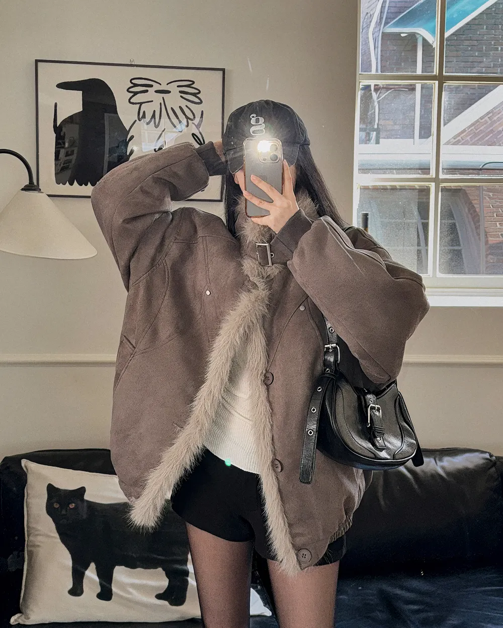 긴팔 티셔츠 모델 착용 이미지-S1L100