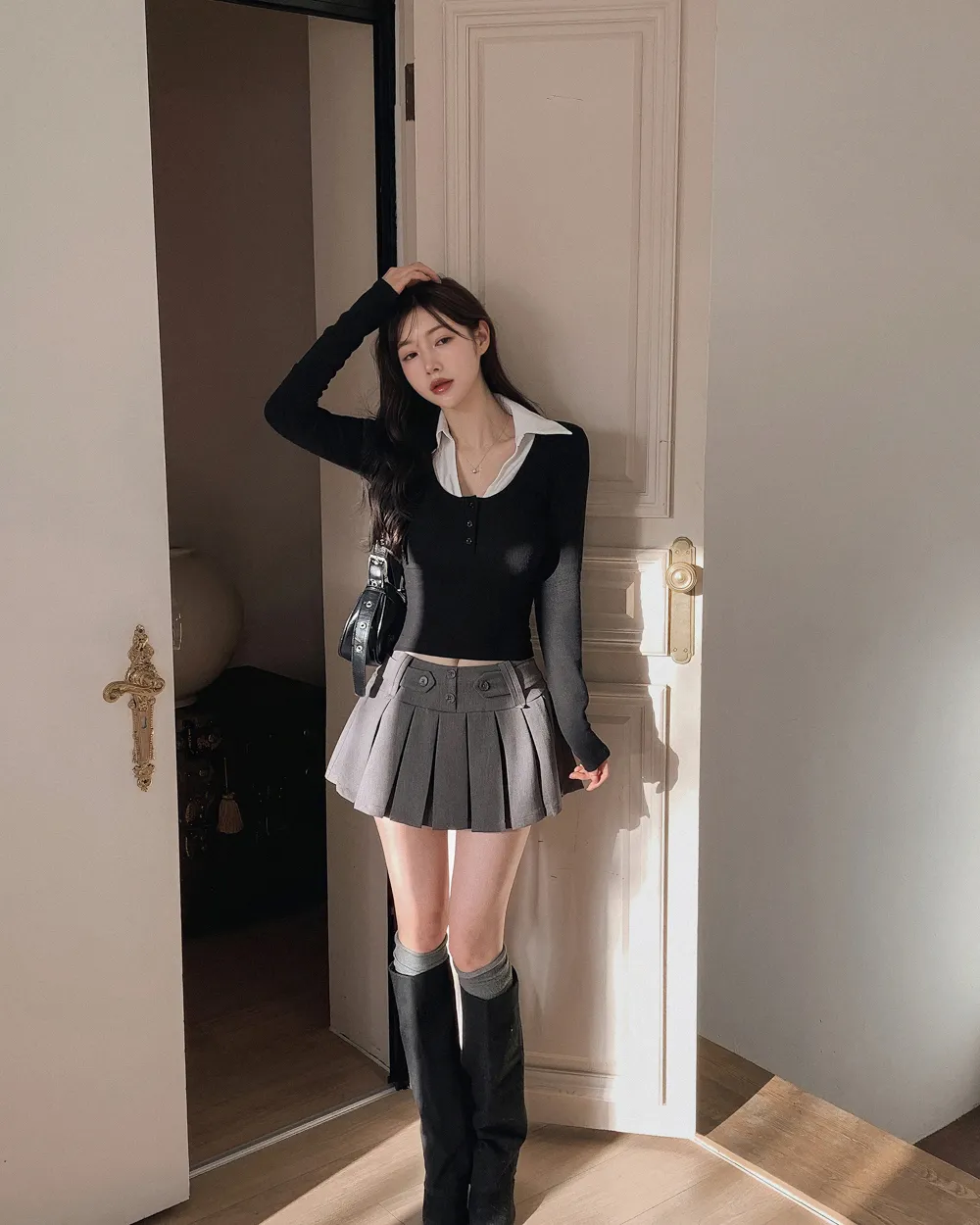 미니 스커트 모델 착용 이미지-S1L76