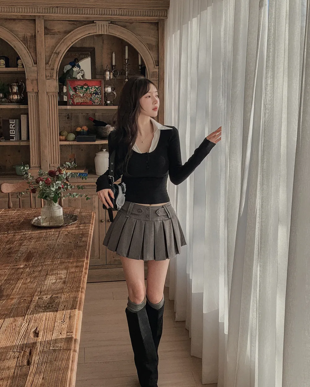 미니 스커트 모델 착용 이미지-S1L19