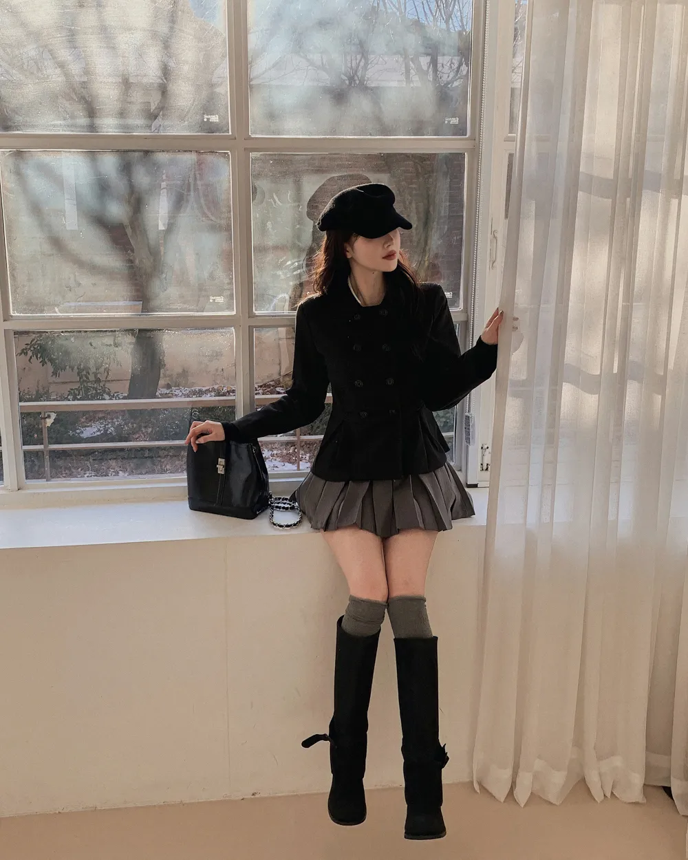 미니 스커트 모델 착용 이미지-S1L53