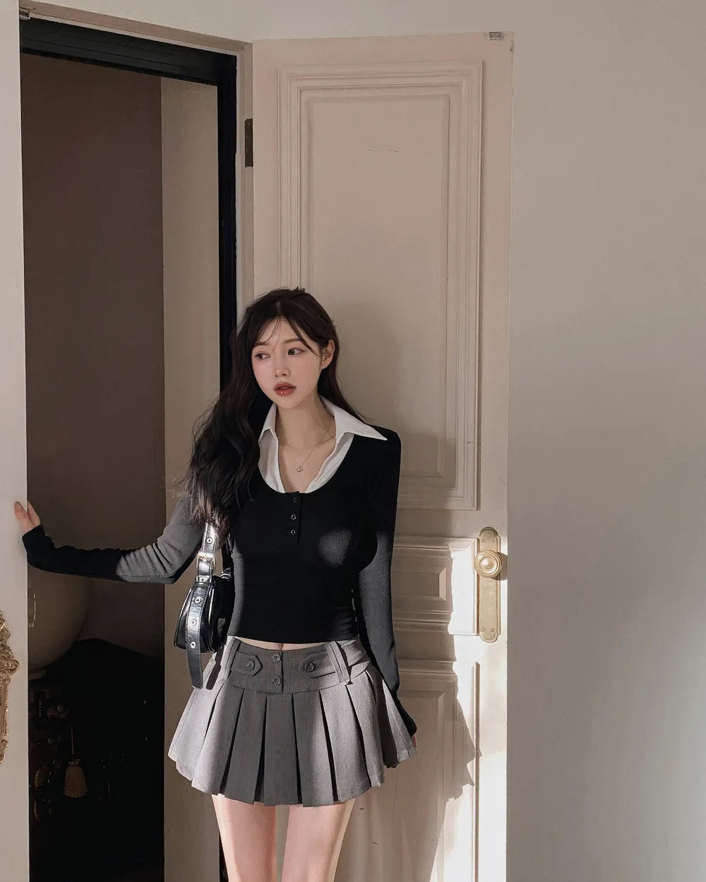 미니 스커트 모델 착용 이미지-S1L28