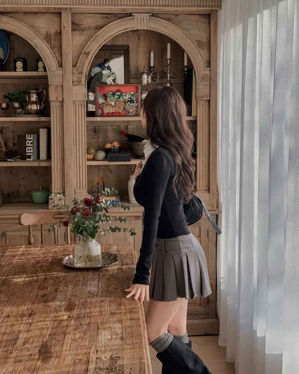 미니 스커트 모델 착용 이미지-S1L40